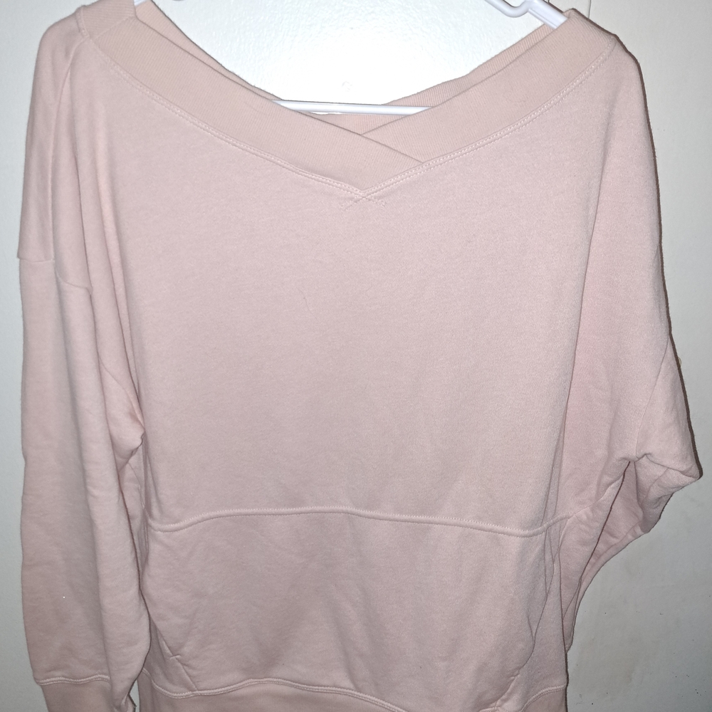 Fabletics Blush Pink Off-Shoulder Sweatshirt